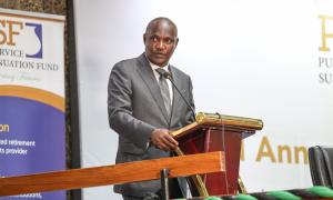 The National Treasury and Economic Planning Cabinet Secretary Hon. John Mbadi addressing members during the 3rd Annual General Meeting